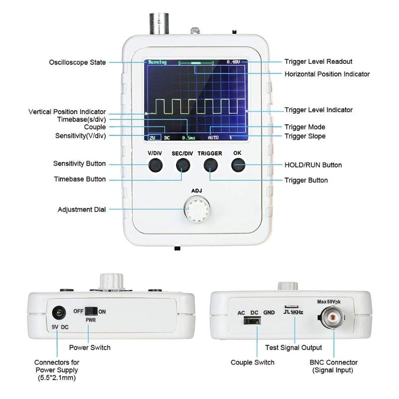 Oscilloscope Dso Mini - Penganalisis Osiloskop Digital TFT Mini Portabel